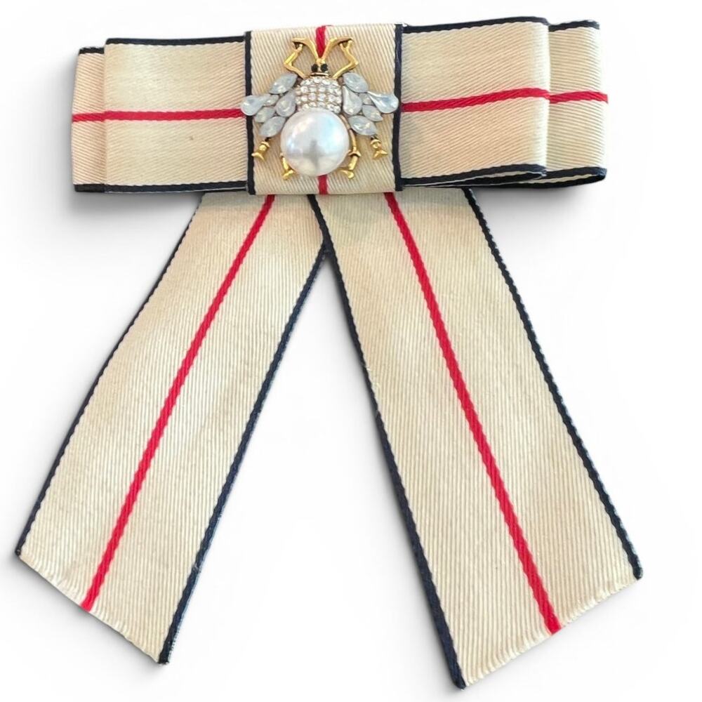 Luxury Designer Hair Clip Barrett Bow Embellished Bee Pearl Green Red Guc cci